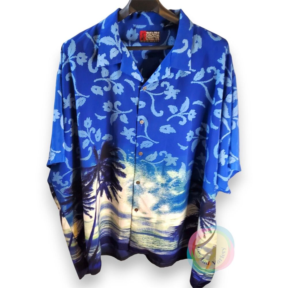 Pineapple Connection 5XB Blue White Scenic Hawaiian Shirt